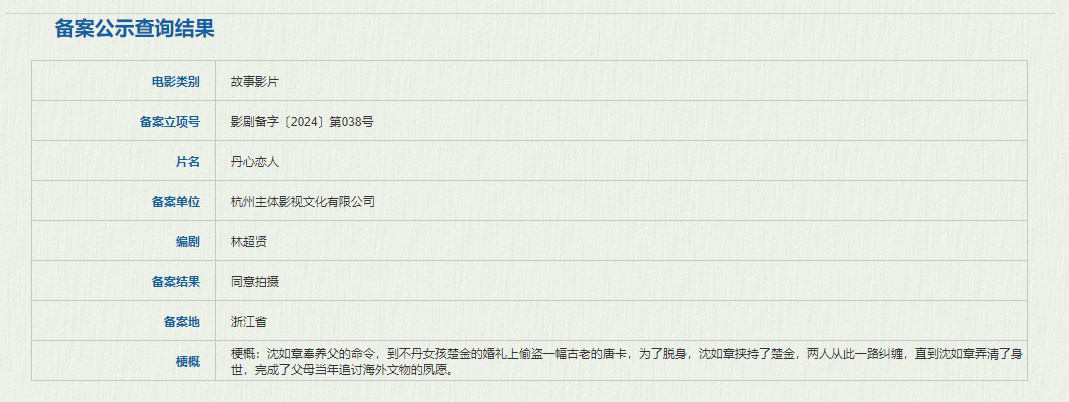 《丹心恋人》：林超贤执导新作致力于主角海外文物追讨
