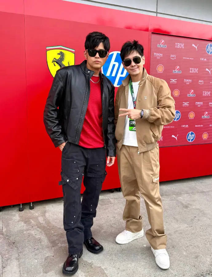 林志颖与周杰伦F1赛场同框，墨镜造型惊艳 -1